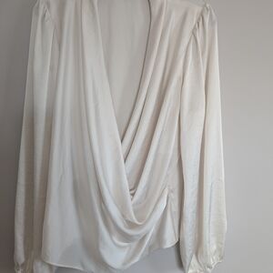 Wilfred Postscript Faux Wrap Satin Blouse Size XL New With Tags